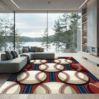 Classic Baseball Sports Red Blue Backdrop Rug