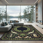 Neoclassical Olive Green Laurel Wreath Rug