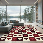 Checkerboard Crimson Heart Squares Rug