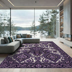 Rich Amethyst Floral Fish Medallion Rug