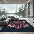 Elegant Pink Floral Starburst Medallion Rug
