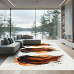 Abstract Amber and Espresso Brushstroke Rug