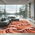 Terracotta Warm Abstract Wave Rug