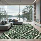 Sage Green Botanical Diamond Lattice Rug