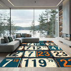 Vintage Retro License Plate Grid Art Rug