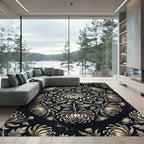 Monochromatic Floral Medallion Composition Rug