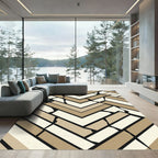 Geometric Tan Herringbone Crushed Effect Rug