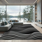 Monochromatic Black Gray Wave Rug