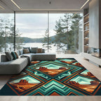 Geometric Desert Mesa Scenic Diamond Rug
