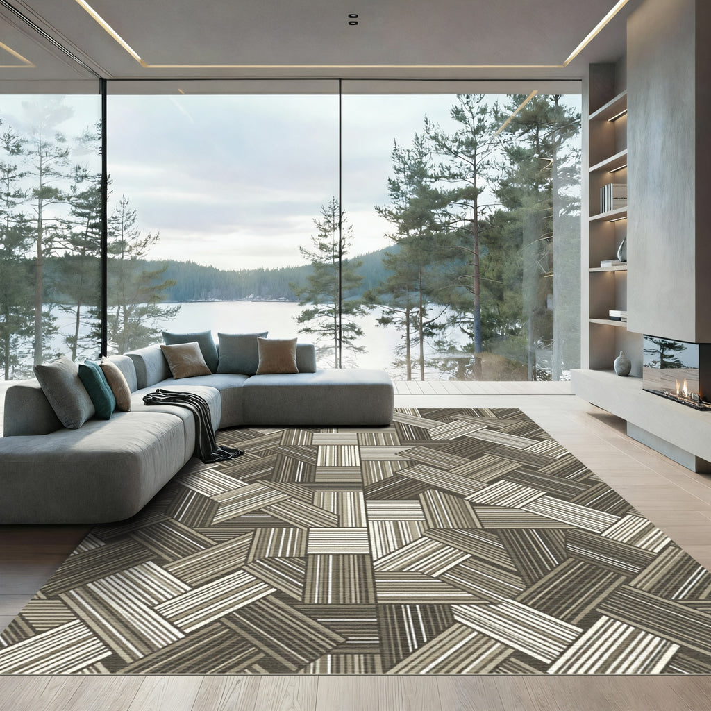 Earthy Tones Striped Interlace Rug