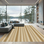 Sophisticated Golden Brown Vertical Stripes Rug