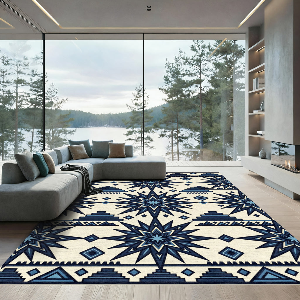 Navajo Blue Star Geometric Rug