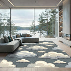 Whimsical Cream Cloud Sky Wallpaper Rug