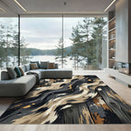 Rustic Wood Grain Abstract Swirl Rug