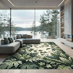 Lush Green Botanical Foliage Column Rug