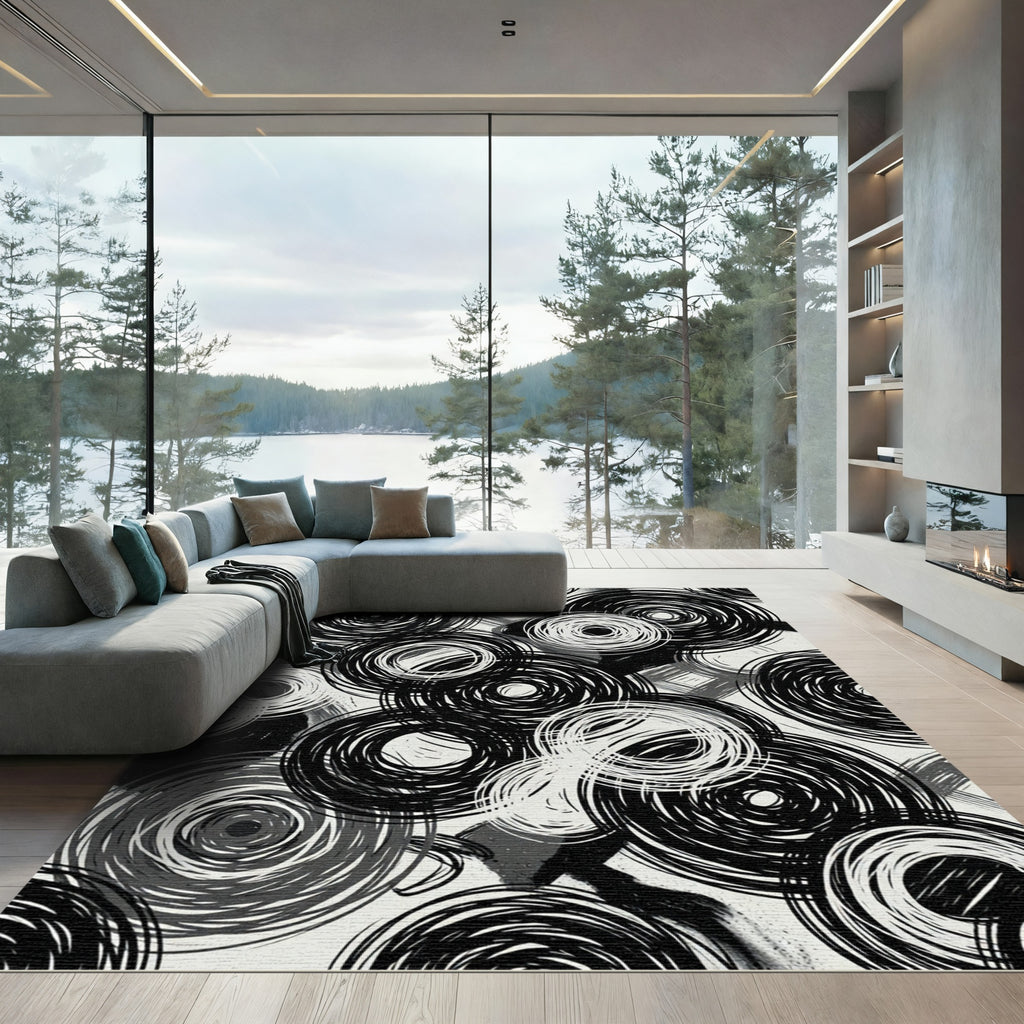 Monochromatic Abstract Interlocking Swirl Rug