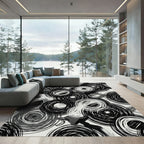 Monochromatic Abstract Interlocking Swirl Rug