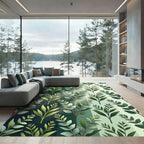 Verdant Foliage Vertical Botanical Stripes Rug