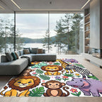 Playful Jungle Safari Creatures Animals Rug