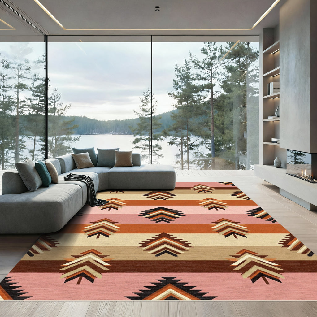 Earthy Geometric Tree Stripes Rug