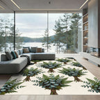 Green Fern Eucalyptus Botanical Arrangement Rug