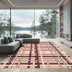 Muted Rose Plaid Grid Rug