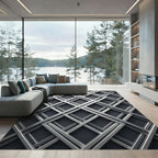 Silver Geo Lattice Diamond Rug