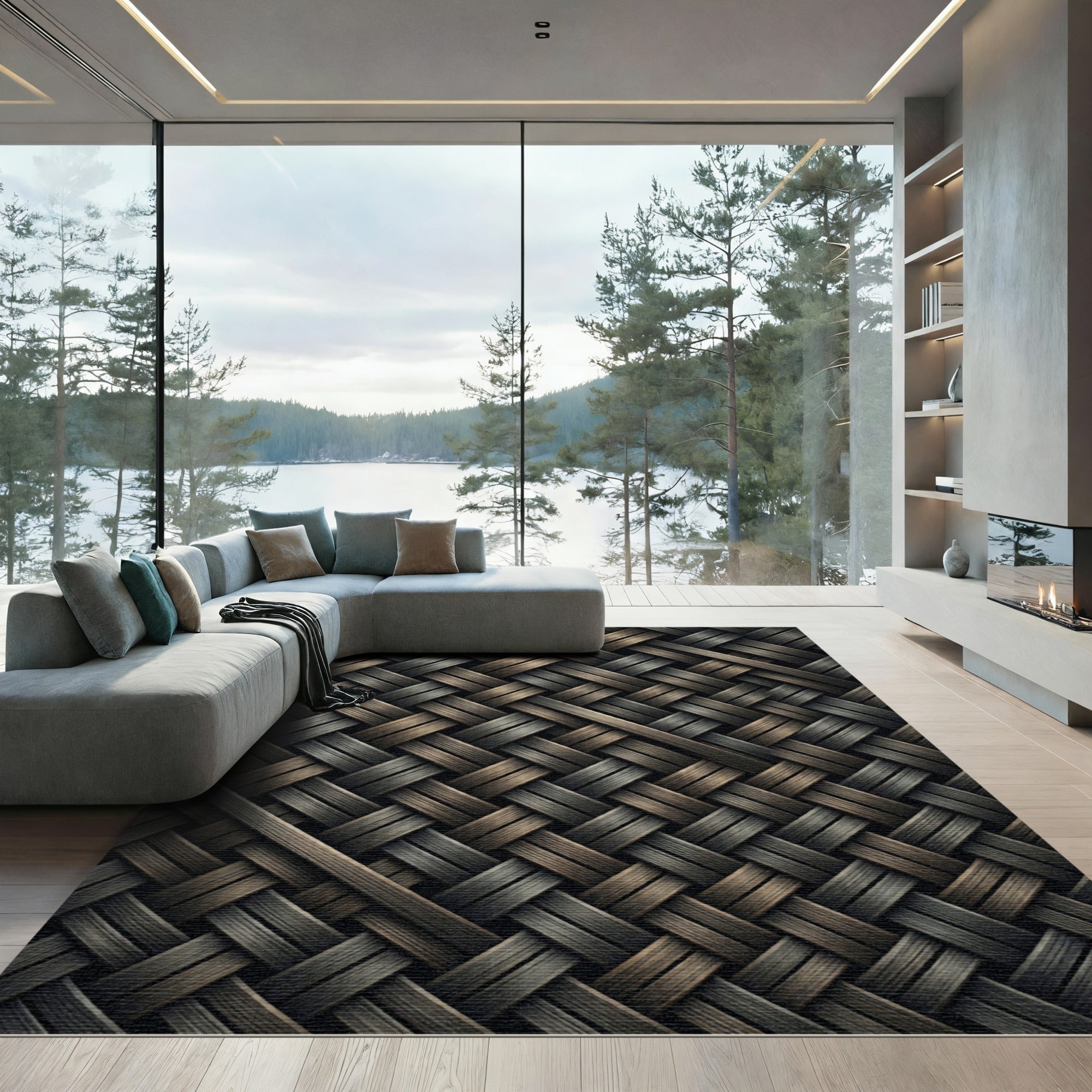 Woven Wood Grain Texture Rug