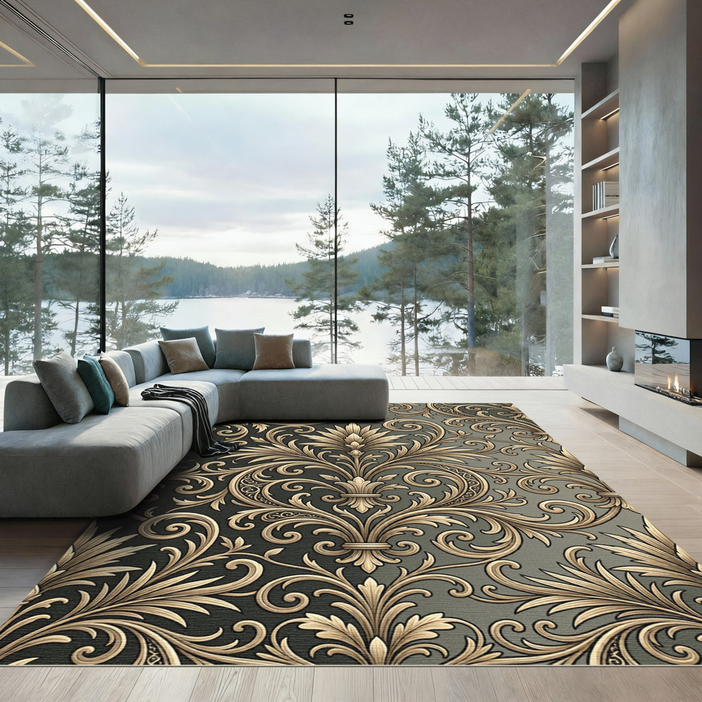 Antique Gold Leaf Scrollwork Rug