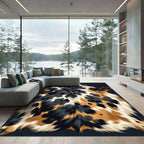 Tricolor Cowhide Patchwork Fur Rug