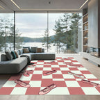 Playful Blush Pink Ballet Slipper Checkerboard Rug