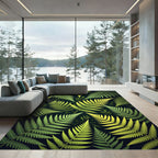 Lush Green Fern Forest Pattern Rug