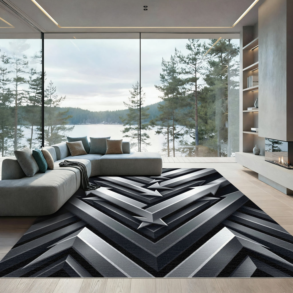 Silver Metallic Arrow Array Rug