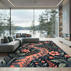 Whimsical Peach Floral Garden Path Rug