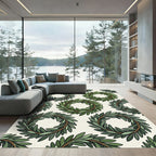 Green Laurel Wreath Repeating Pattern Rug