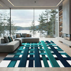 Deep Teal Woven Stripes Rug