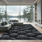 Dark Gray Scallop Wave Arrangement Rug