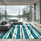 Teal White Striped Canopy Rug