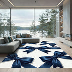 Elegant Midnight Navy Satin Ribbon Rug