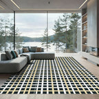 Tan White Overlapping Grid Rug