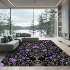 Elegant Purple Orchid Baroque Scroll Rug