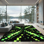 Neon Pixel Lime Green Geometric Explosion Rug