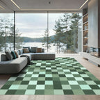 Sage Green Tonal Checkerboard Square Rug