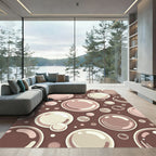 Abstract Brown Floating Bubbles Sphere Art Rug