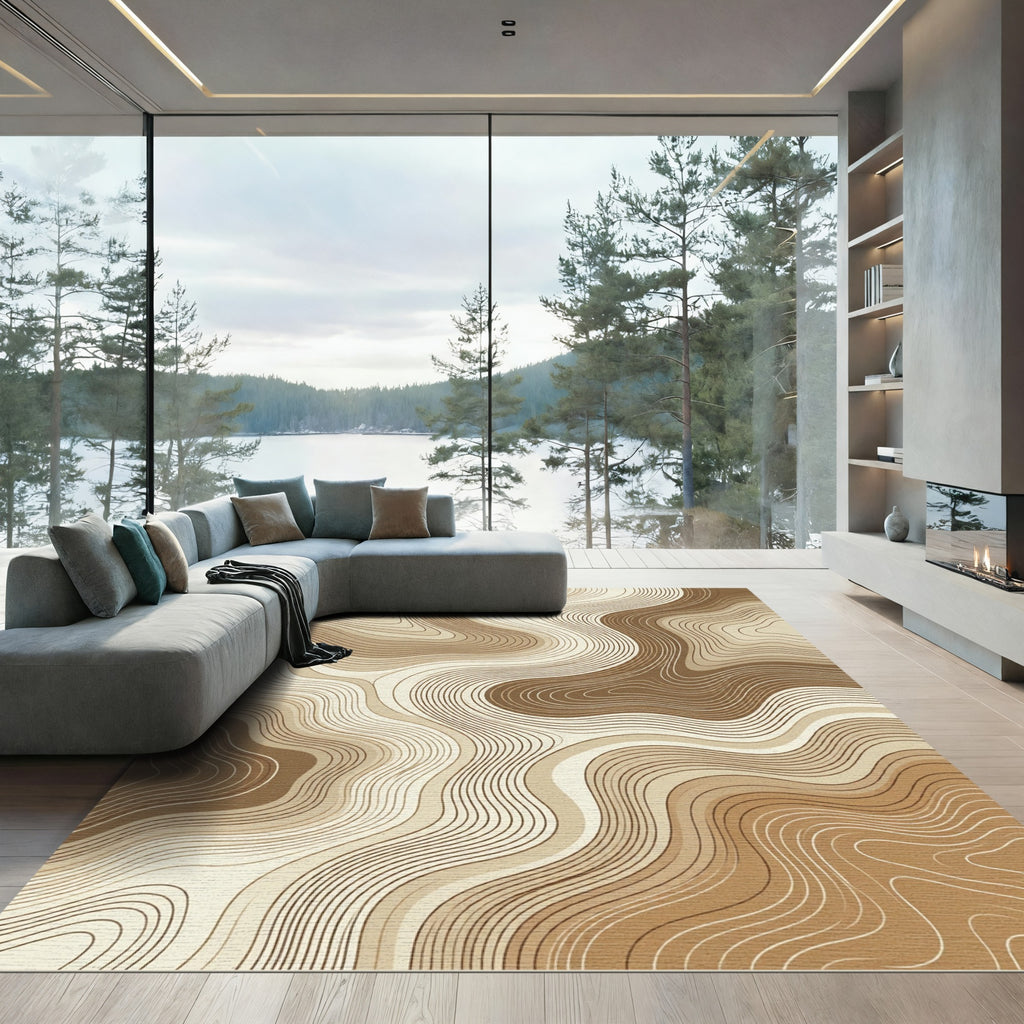 Earthy Browns Topographic Swirl Rug