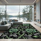 Gothic Emerald Rose Vine Tapestry Rug