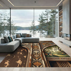 Brown Floral Archway With Birds Rug