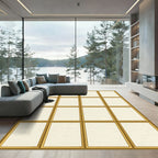 Golden Grid Minimalist Geometric Frame Rug