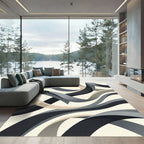 Minimalist Gray Monochrome Abstract Swirls Rug