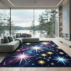 Celestial Golden Stars Cosmic Nebula Sky Rug